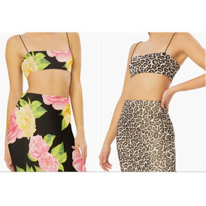 AFMR Top Womens M Floral/ Leopard Penny Reversible Crop‎ Top NWT